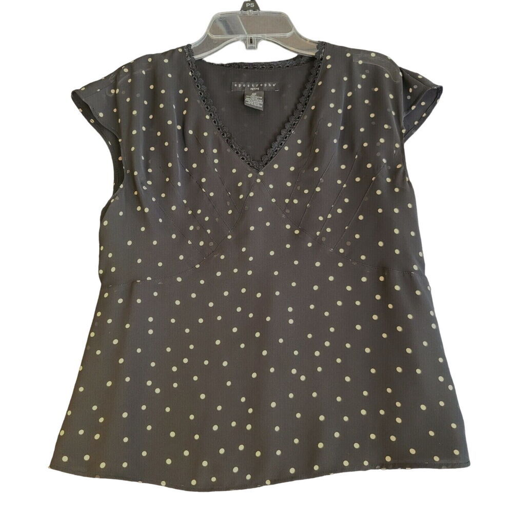 Apostrophe Womens Blouse Multi-Color Size 4P 100% Polyester Cap Sleeve Pullover